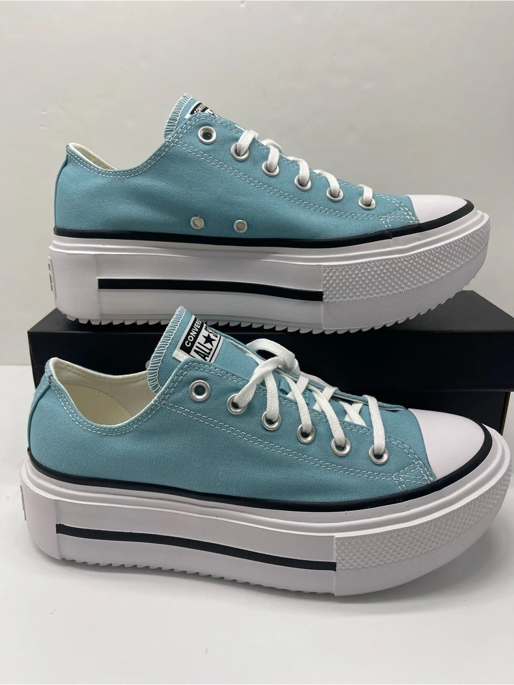 Converse WMNS CTAS LIFT DOUBLE STACK OX DEJA BLUE/BLACK/WHITE Platform Sneakers